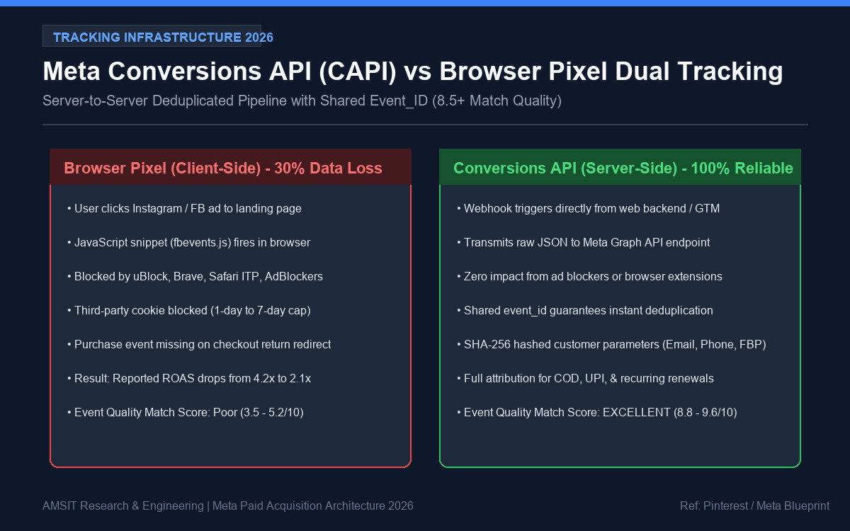 Meta Conversions API CAPI Server-Side vs Browser Tracking Dual Flow Architecture