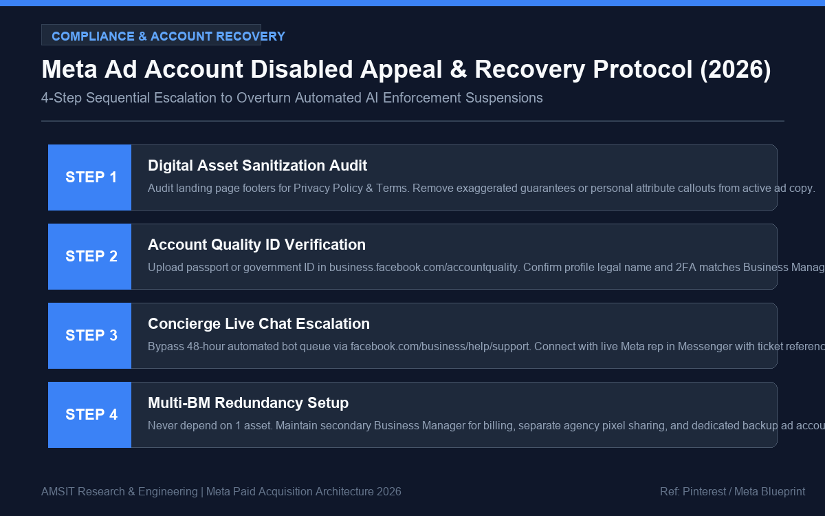 Meta Ad Account Disabled Appeal and Reinstatement Flowchart